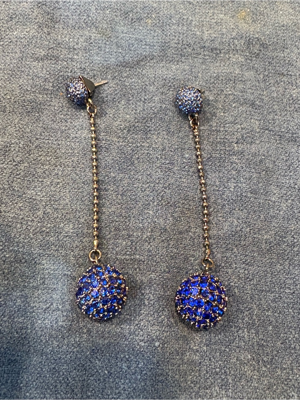 Elegant Blue Crystal Drop Earrings - Dangle Ball Design